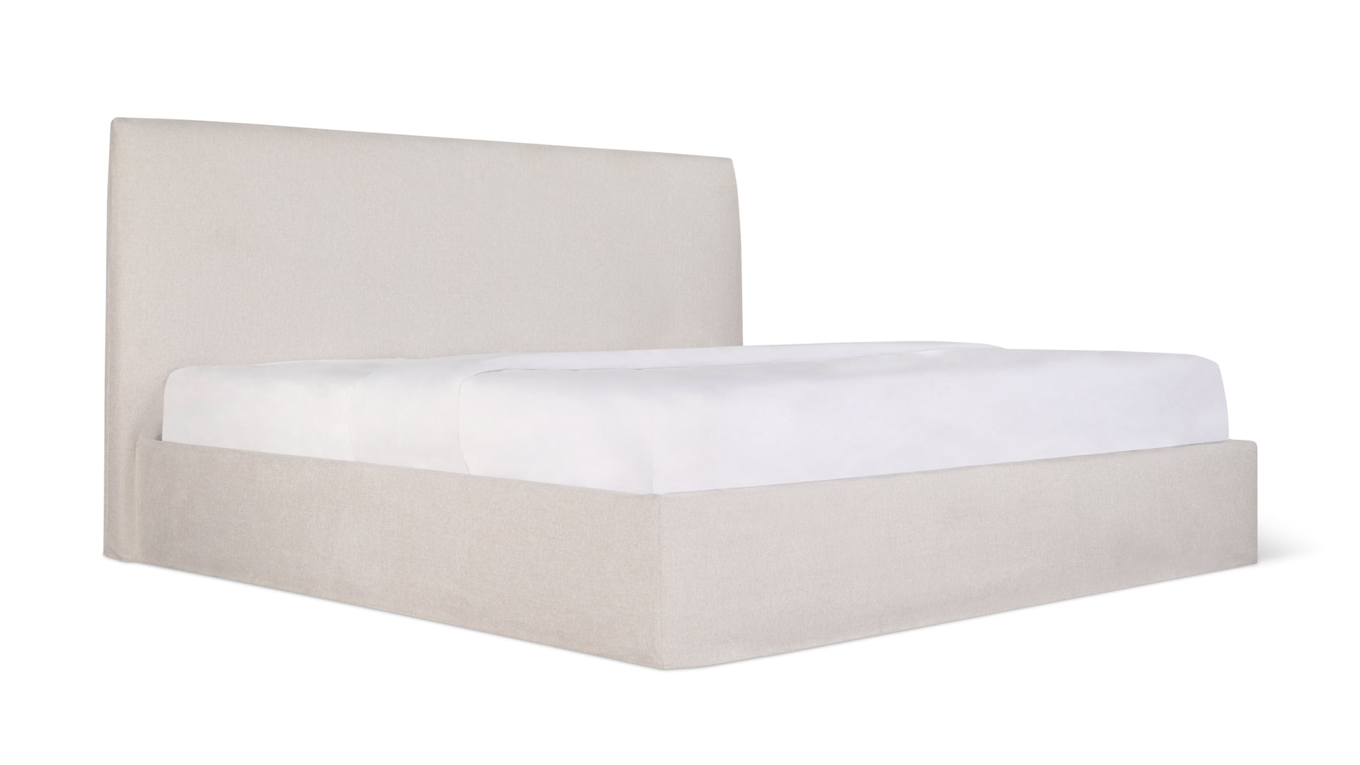 Wave Bed High Headboard with Storage, Queen, Latte