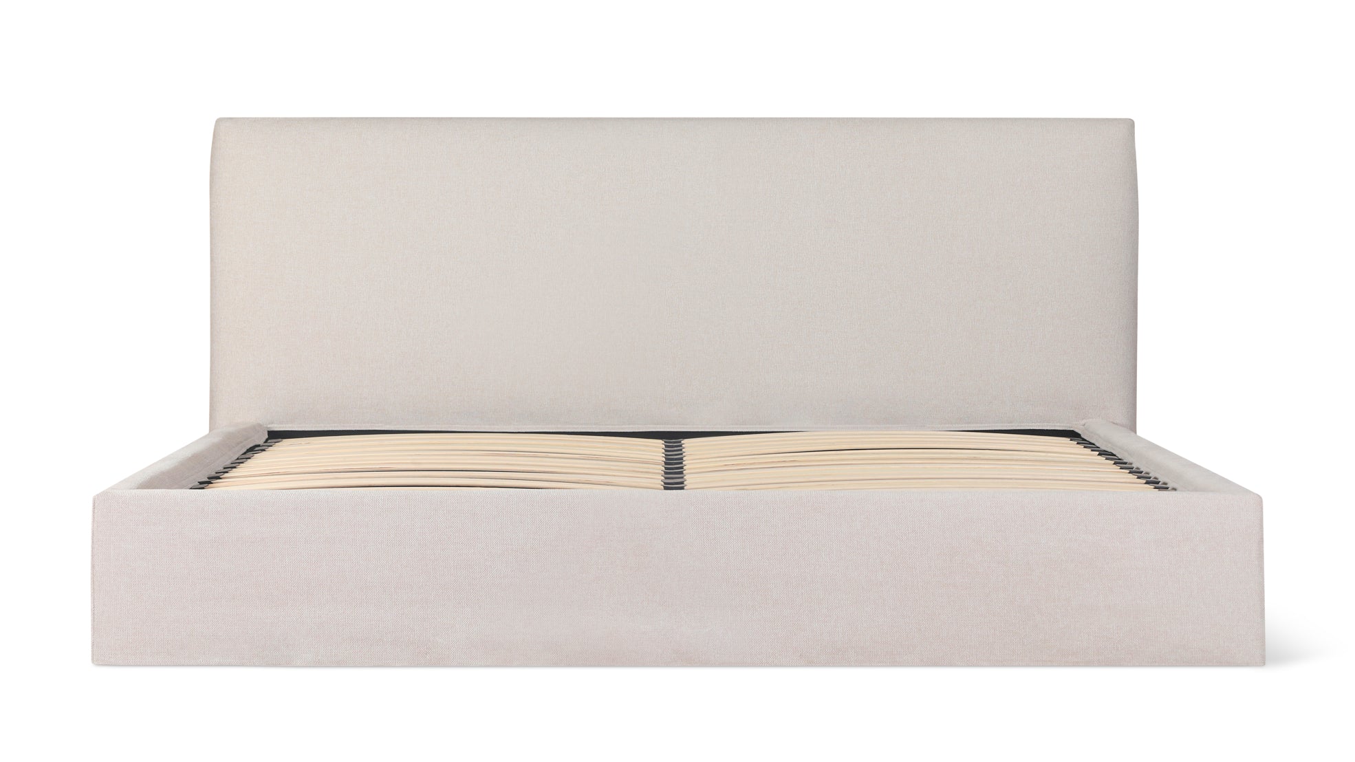 Wave Bed High Headboard with Storage, Queen, Latte