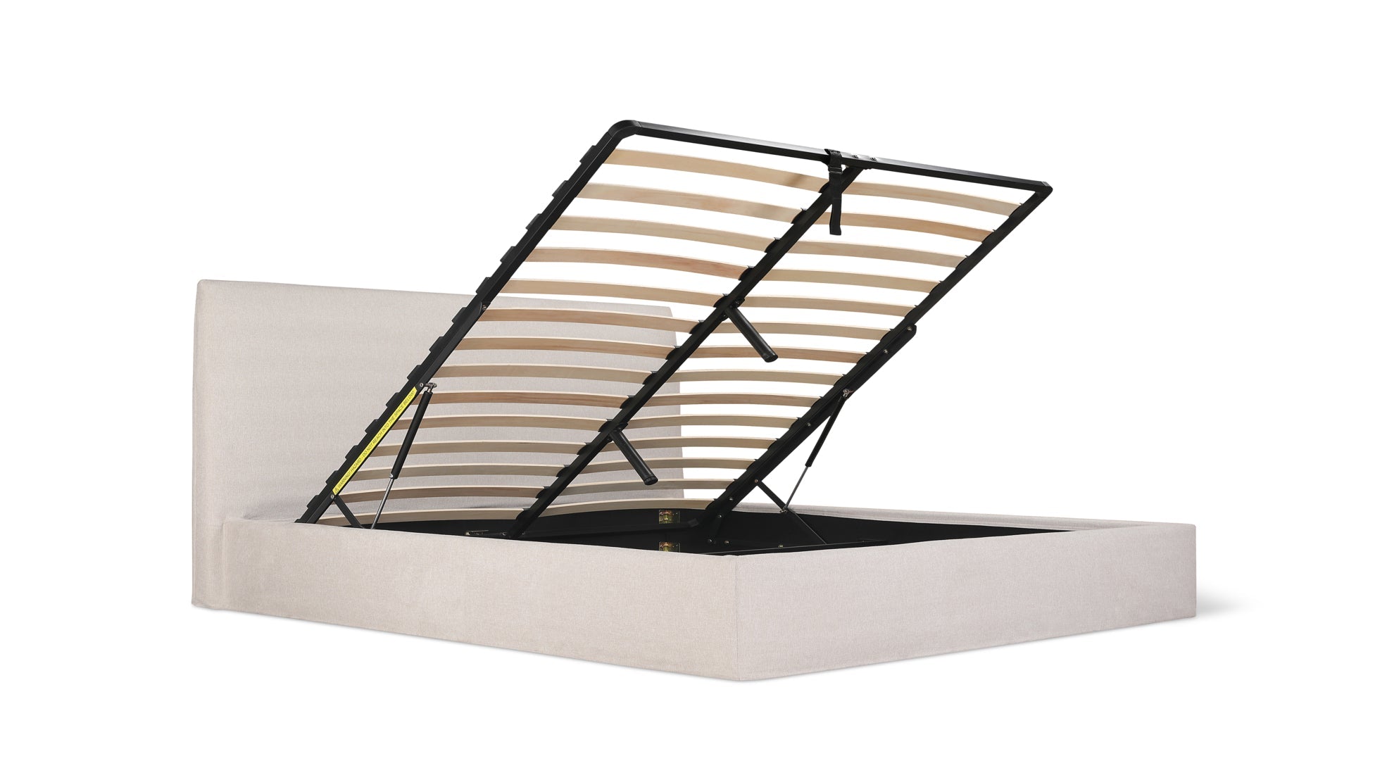 Wave Bed High Headboard with Storage, Queen, Latte