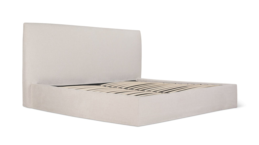 Wave Bed High Headboard with Storage, Queen, Latte