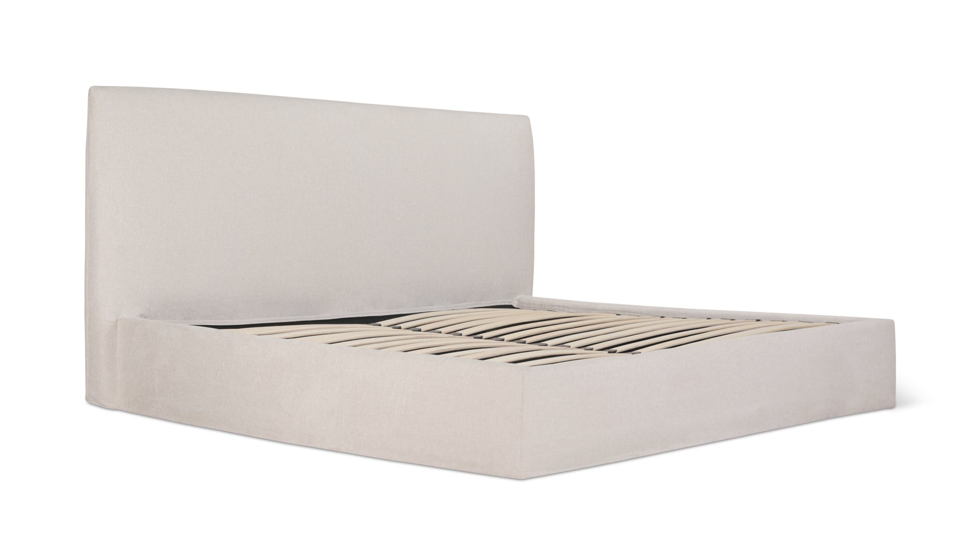 Wave Bed High Headboard with Storage, Queen, Latte