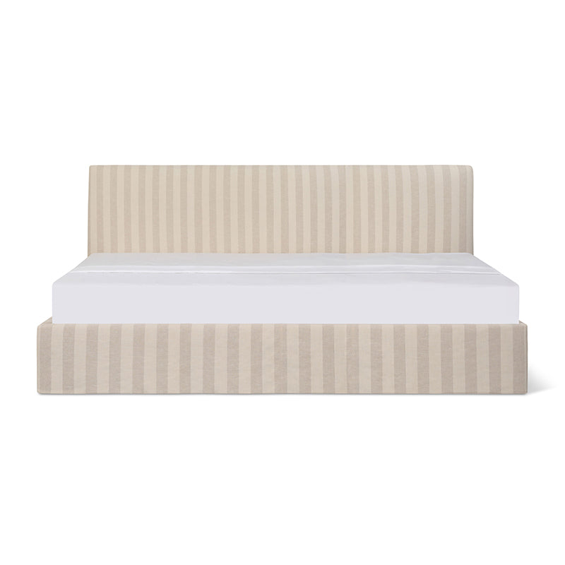 Wave Bed High Headboard with Storage, Queen, Dover Stripe