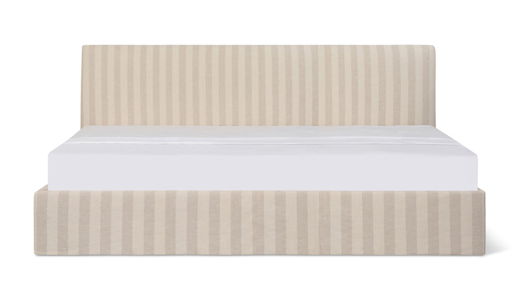 Wave Bed High Headboard with Storage, Queen, Dover Stripe