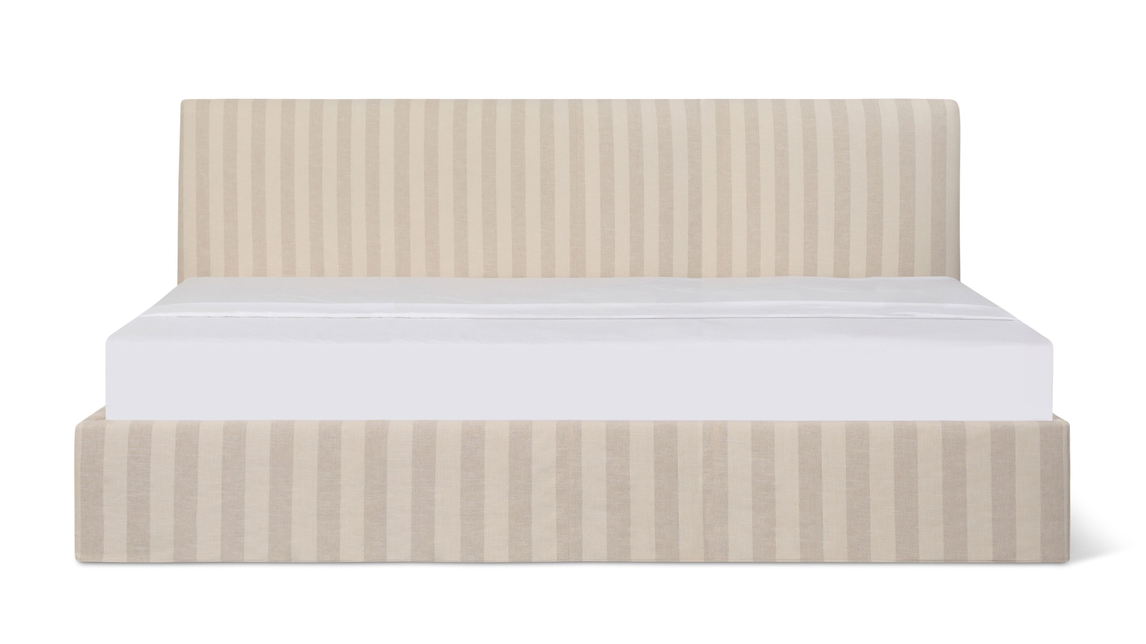 Wave Bed High Headboard with Storage, Queen, Dover Stripe