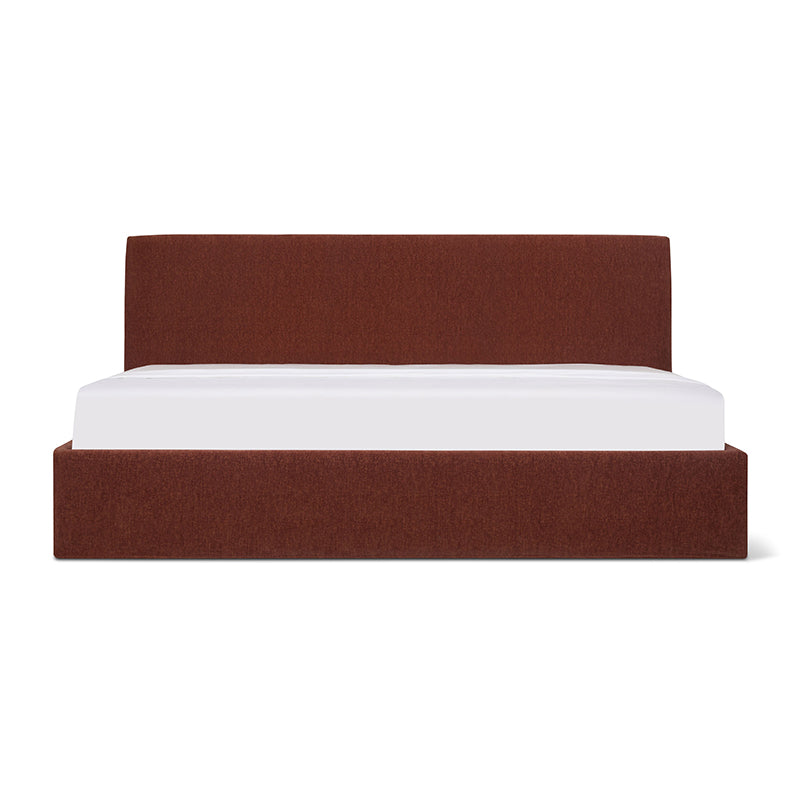 Wave Bed High Headboard with Storage, Queen, Toffee