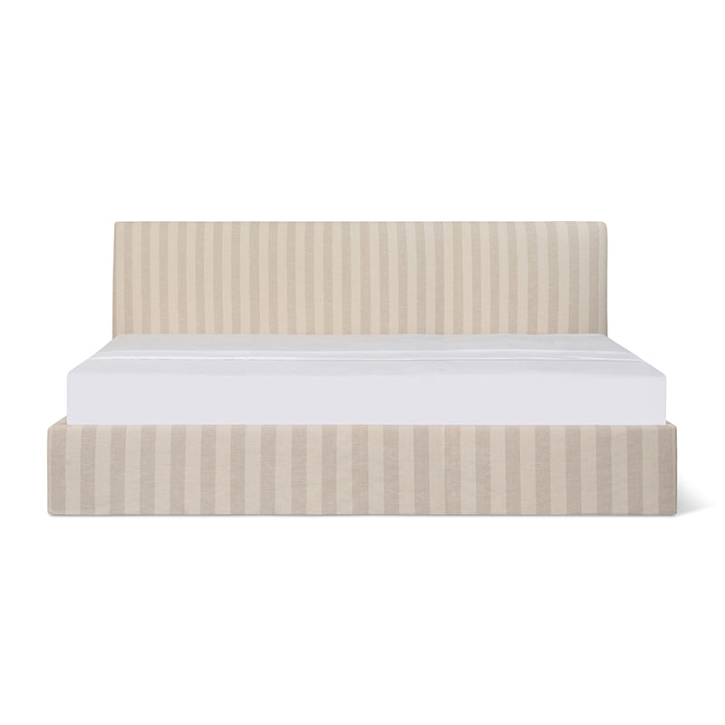 Wave Bed High Headboard with Storage, King, Dover Stripe