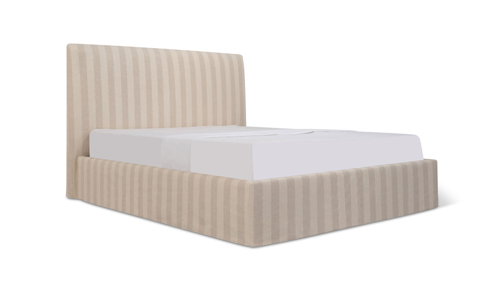 Wave Bed High Headboard with Storage, King, Dover Stripe