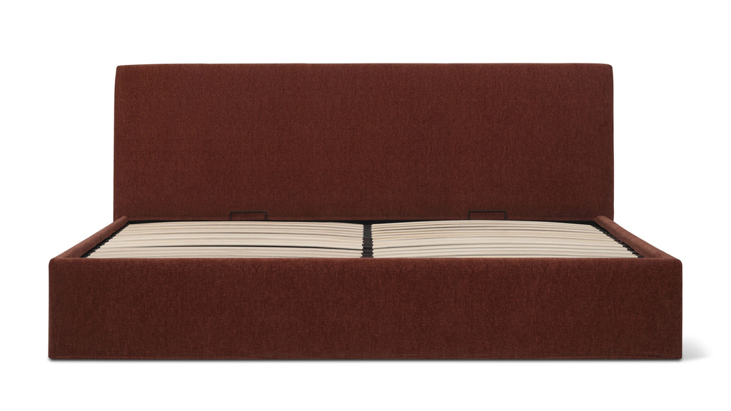 Wave Bed High Headboard with Storage, King, Toffee