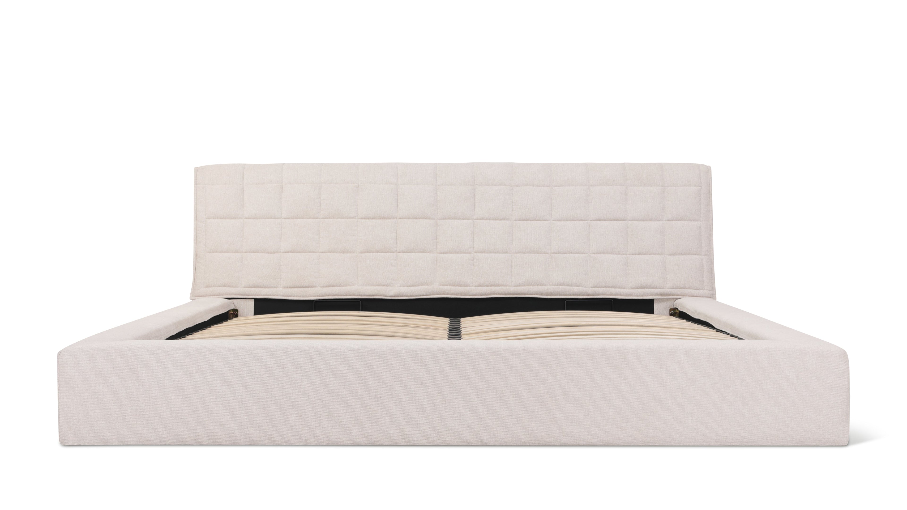 Quilt Bed With Storage, Queen, Latte
