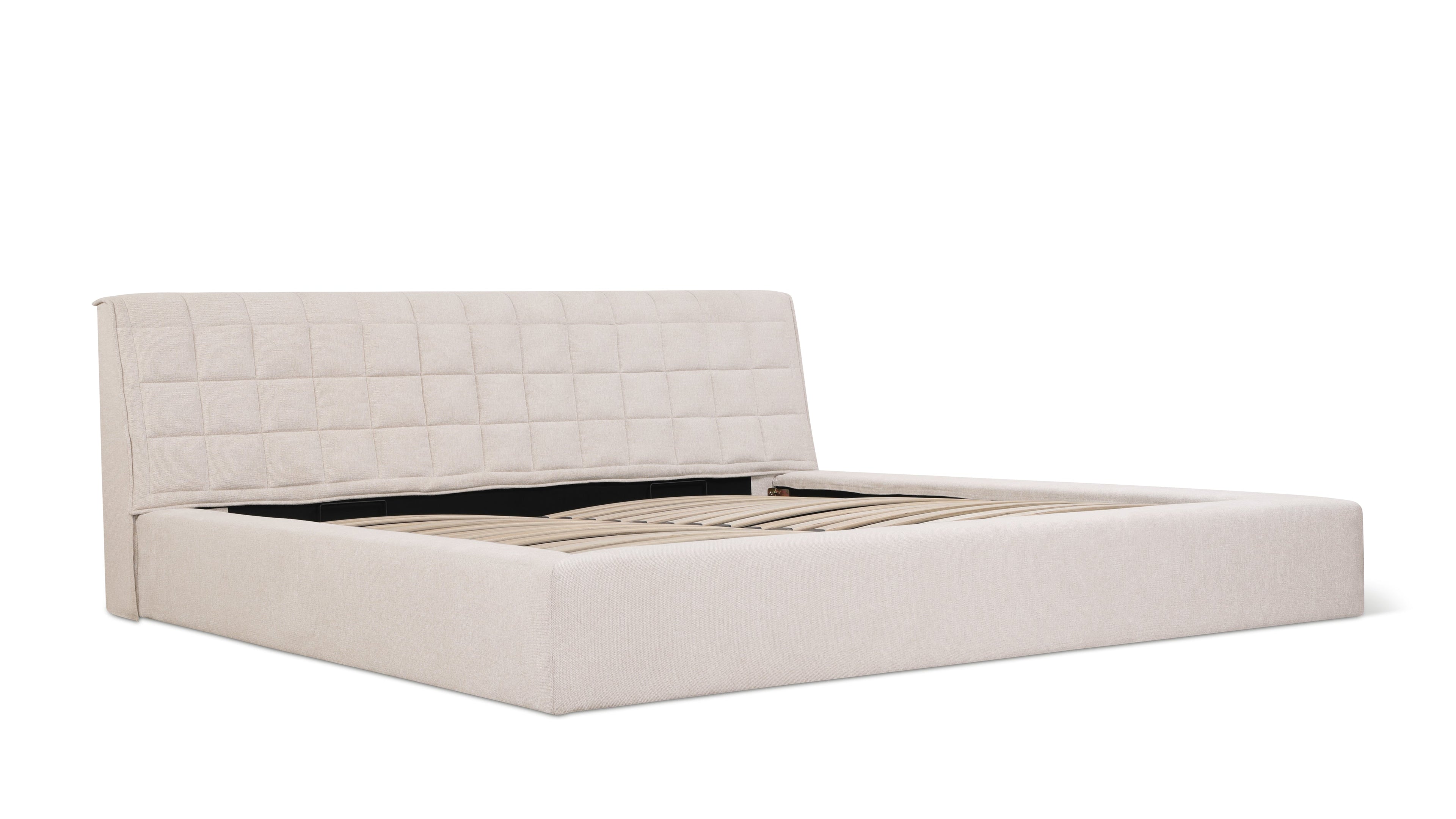 Quilt Bed With Storage, Queen, Latte