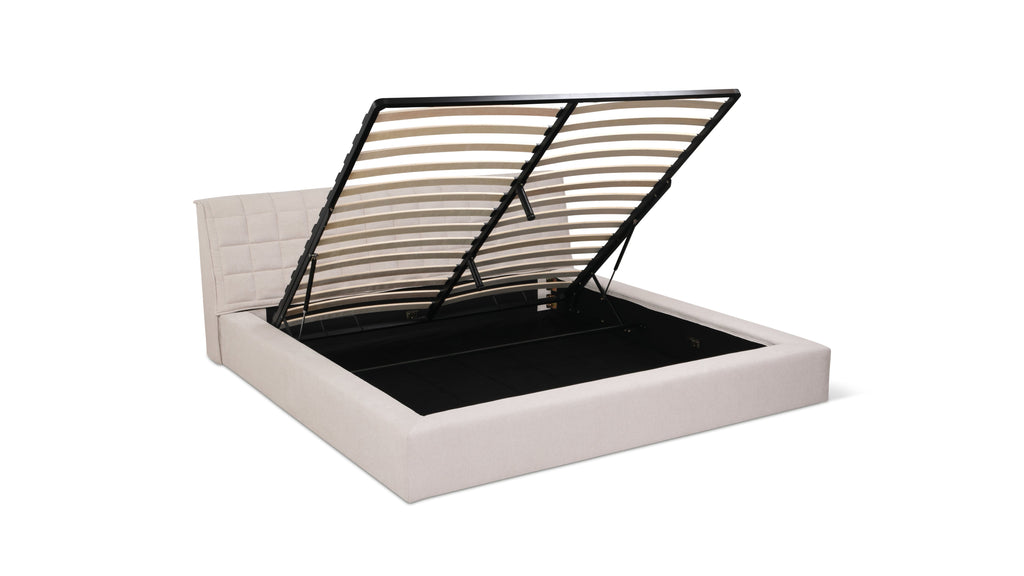 Quilt Bed With Storage, Queen, Latte