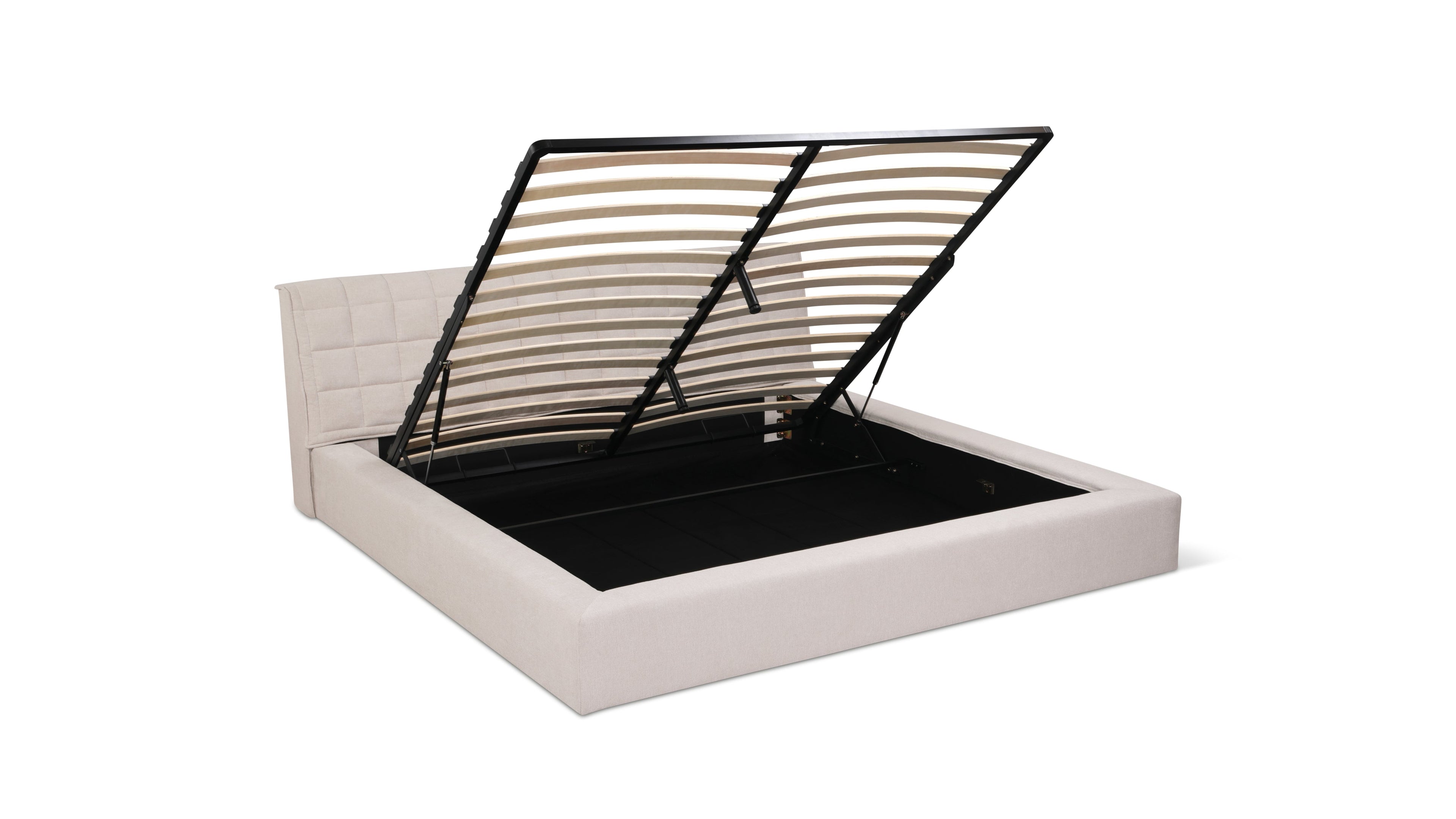 Quilt Bed With Storage, King, Latte