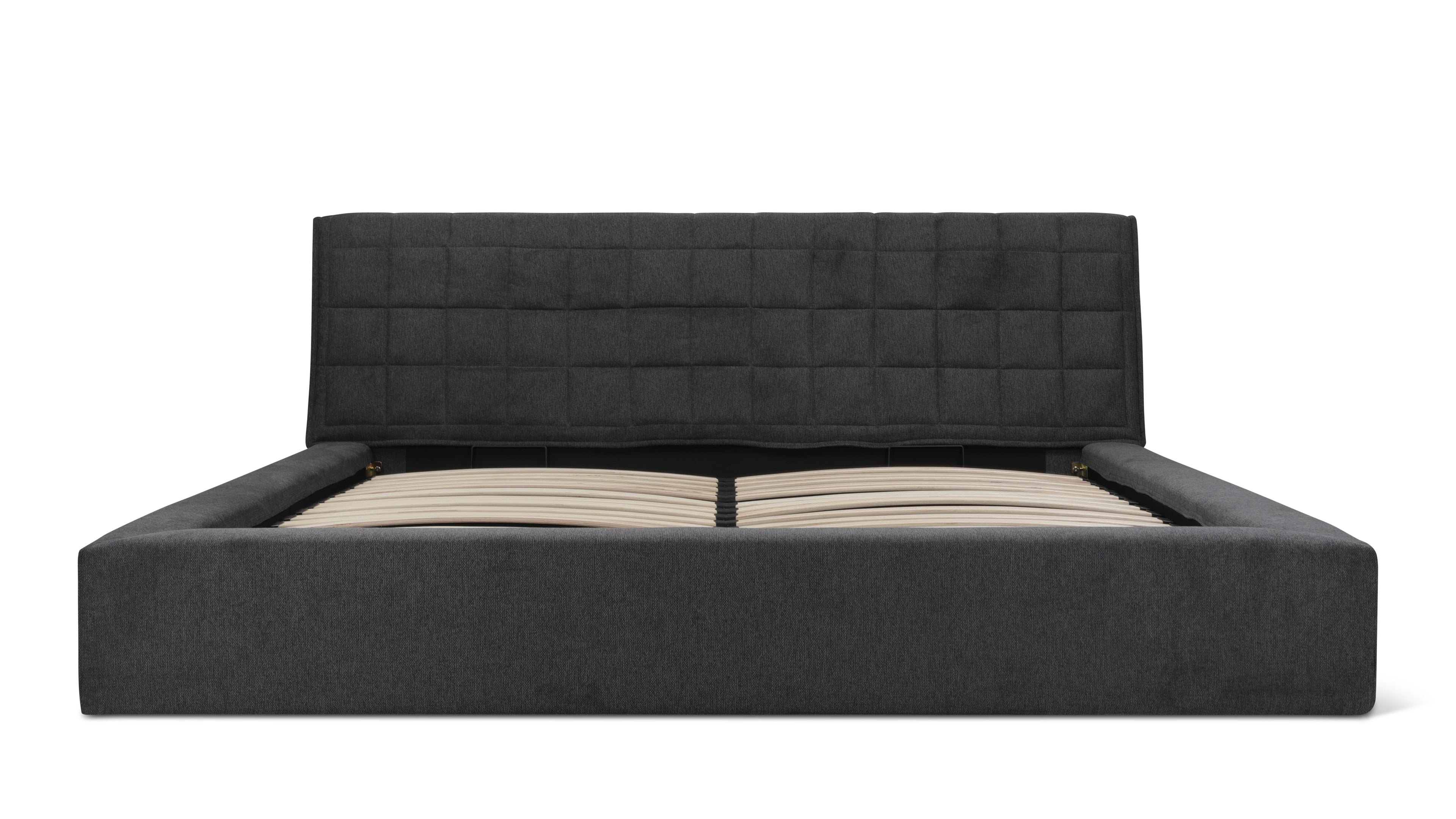 Quilt Bed With Storage, Queen, Space Grey