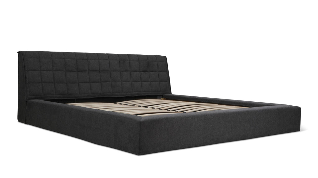 Quilt Bed With Storage, Queen, Space Grey