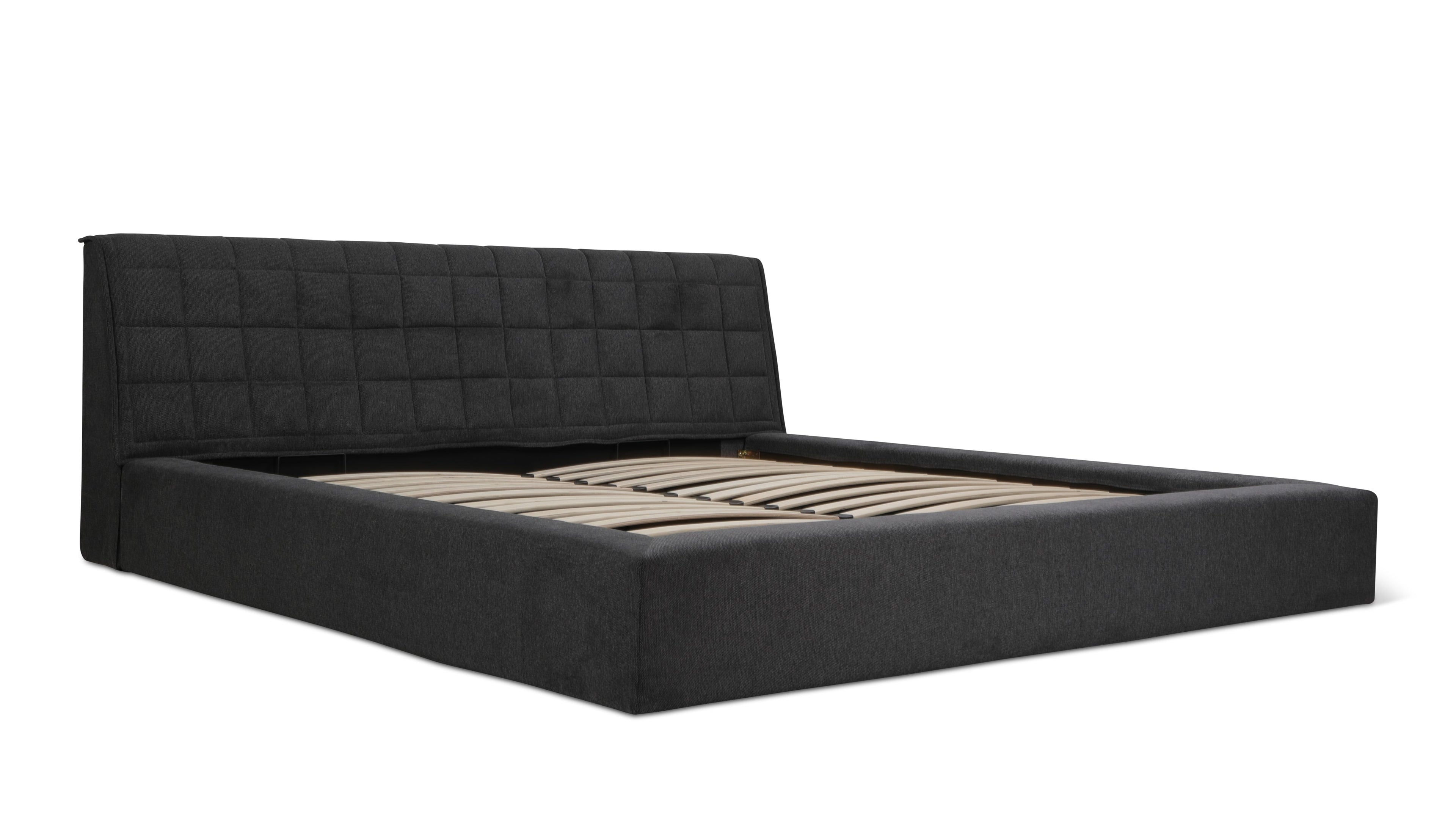 Quilt Bed With Storage, Queen, Space Grey