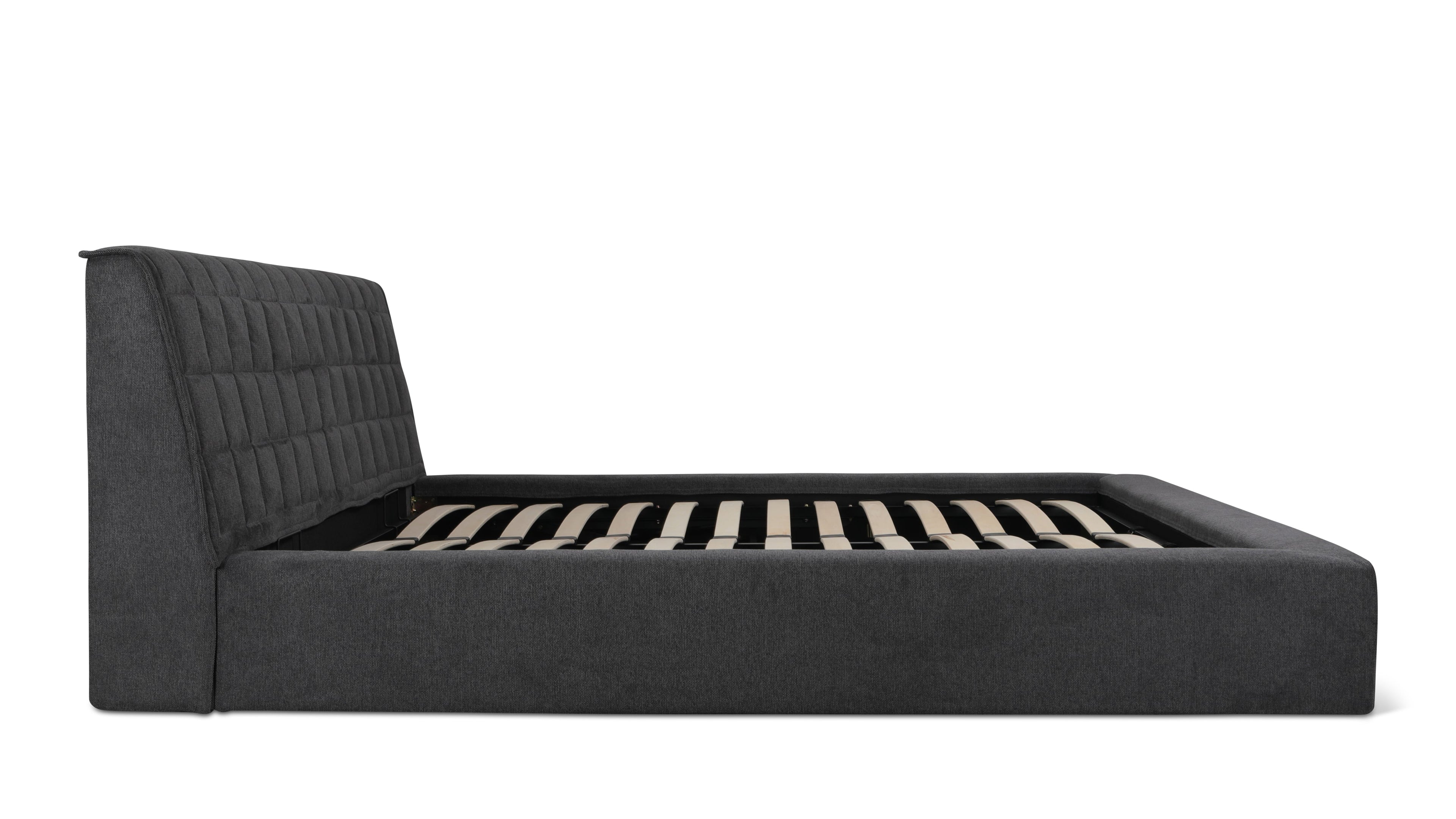 Quilt Bed With Storage, King, Space Grey