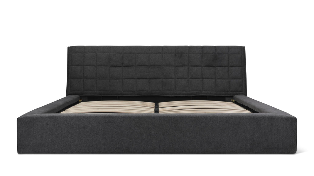 Quilt Bed With Storage, King, Space Grey
