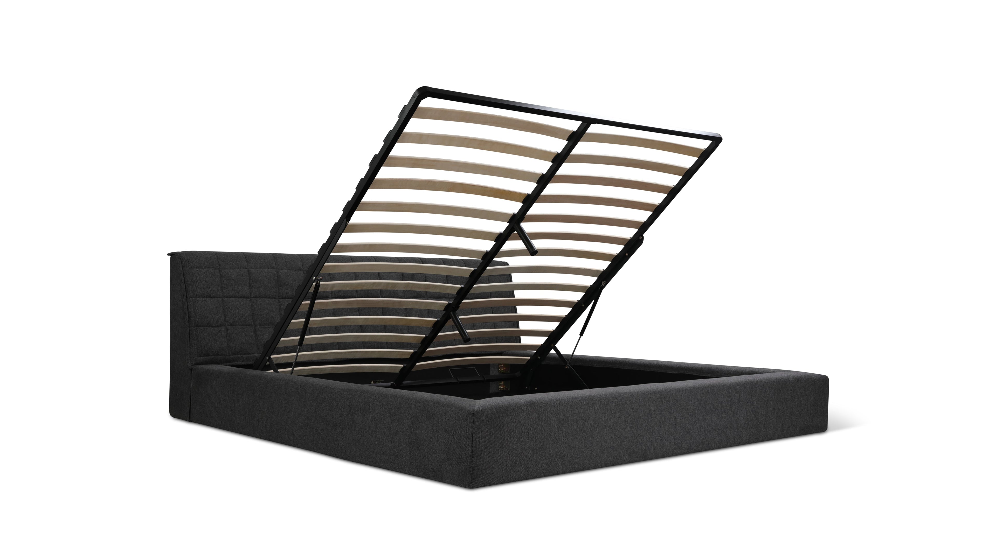 Quilt Bed With Storage, King, Space Grey
