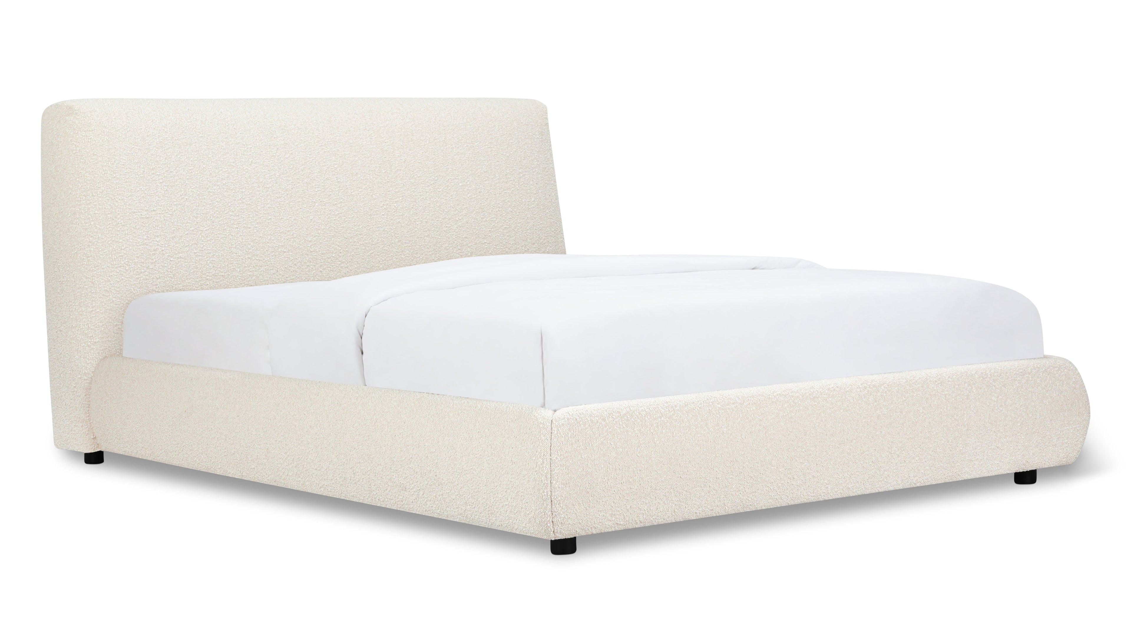 Dream Bed With Storage, Full, Cream Boucle