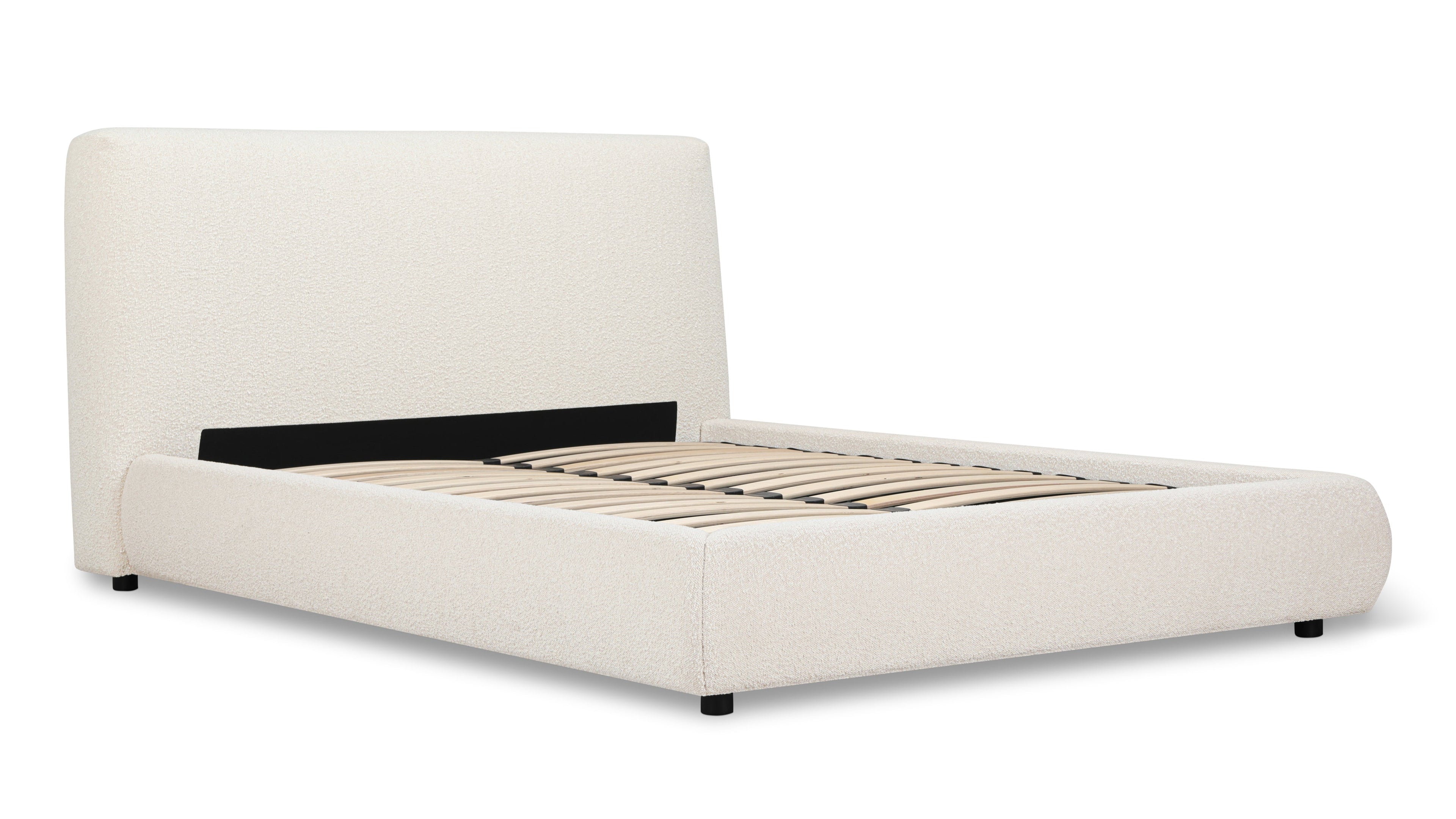 Dream Bed With Storage, Full, Cream Boucle