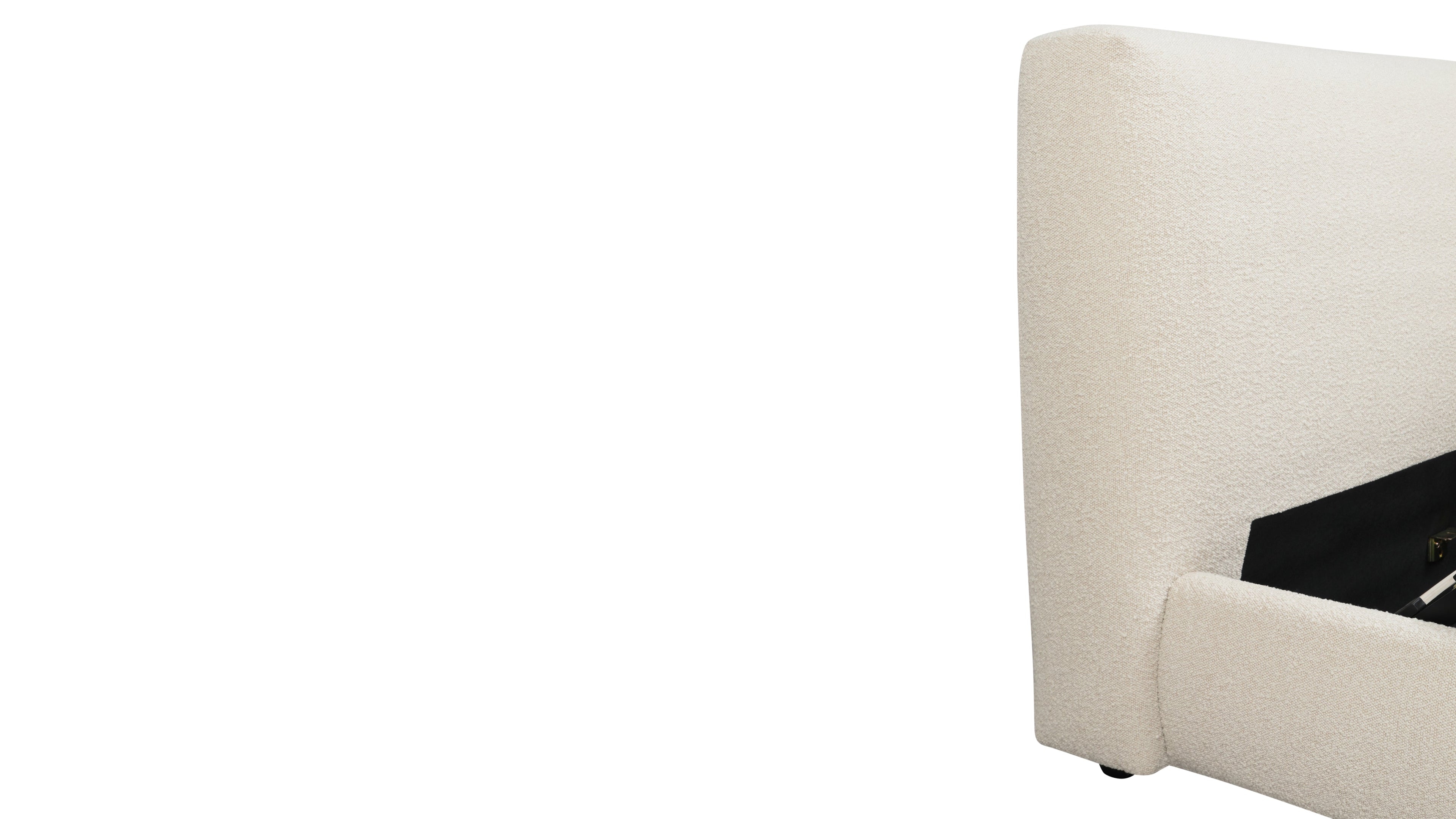 Dream Bed With Storage, Full, Cream Boucle