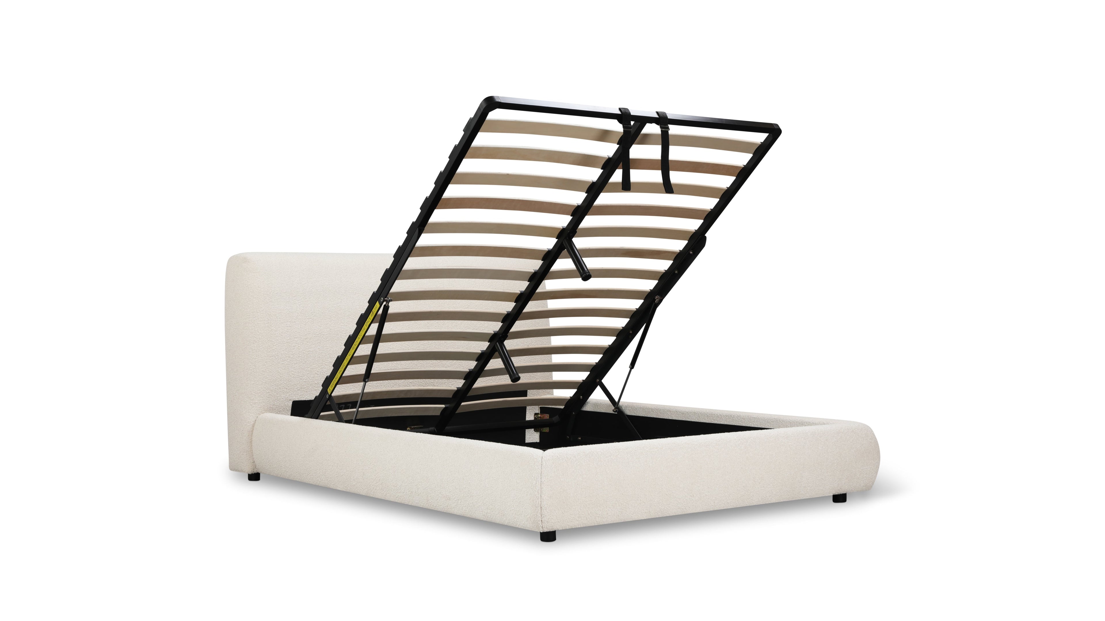 Dream Bed With Storage, Full, Cream Boucle