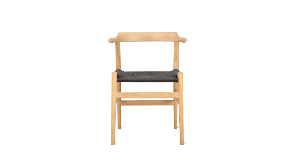 Tuck In Dining Chair, White Ash, Black Papercord Seat