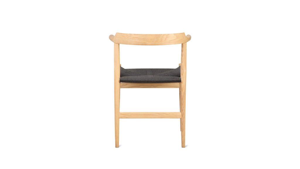 Tuck In Dining Chair, White Ash, Black Papercord Seat