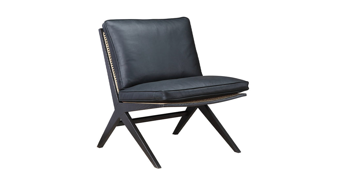 Endless Summer Lounge Chair with Cushion, Black Ash/Black Coal Leather