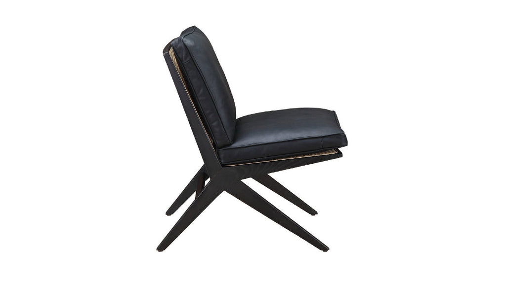 Endless Summer Lounge Chair with Cushion, Black Ash/Black Coal Leather