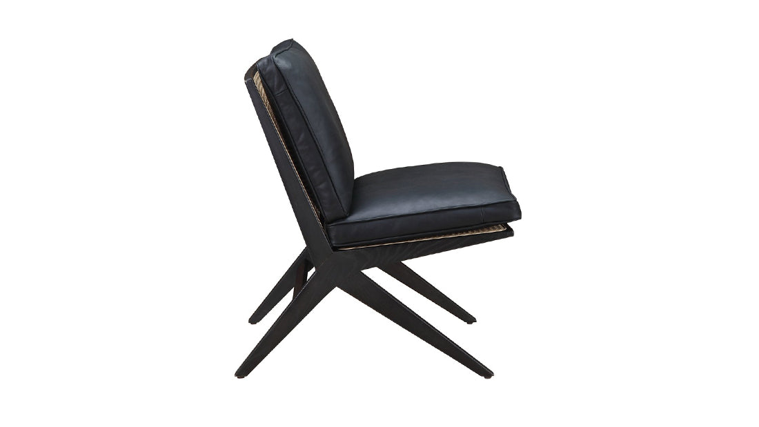 Endless Summer Lounge Chair with Cushion, Black Ash/Black Coal Leather