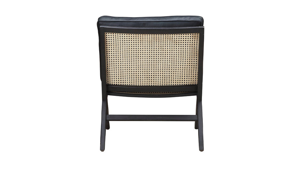 Endless Summer Lounge Chair with Cushion, Black Ash/Black Coal Leather