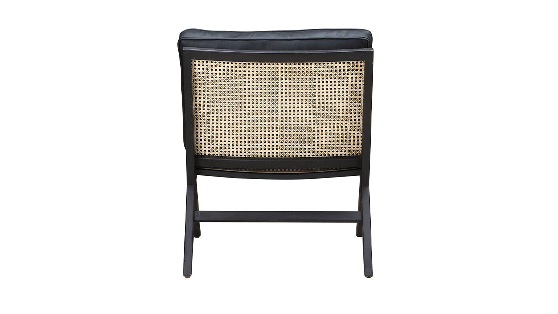 Endless Summer Lounge Chair with Cushion, Black Ash/Black Coal Leather