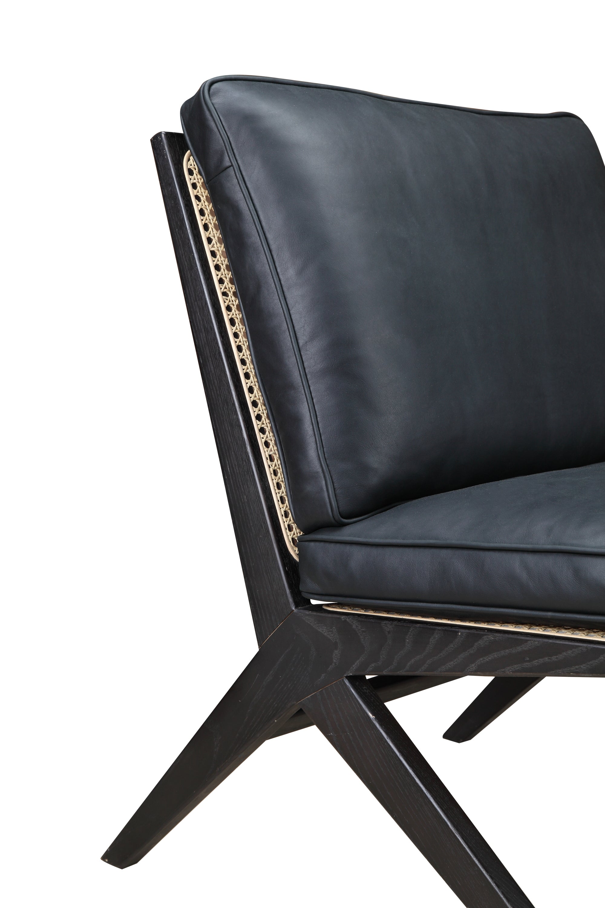 Endless Summer Lounge Chair with Cushion, Black Ash/Black Coal Leather