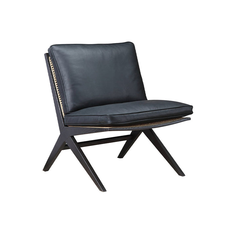Endless Summer Lounge Chair with Cushion, Black Ash/Black Coal Leather