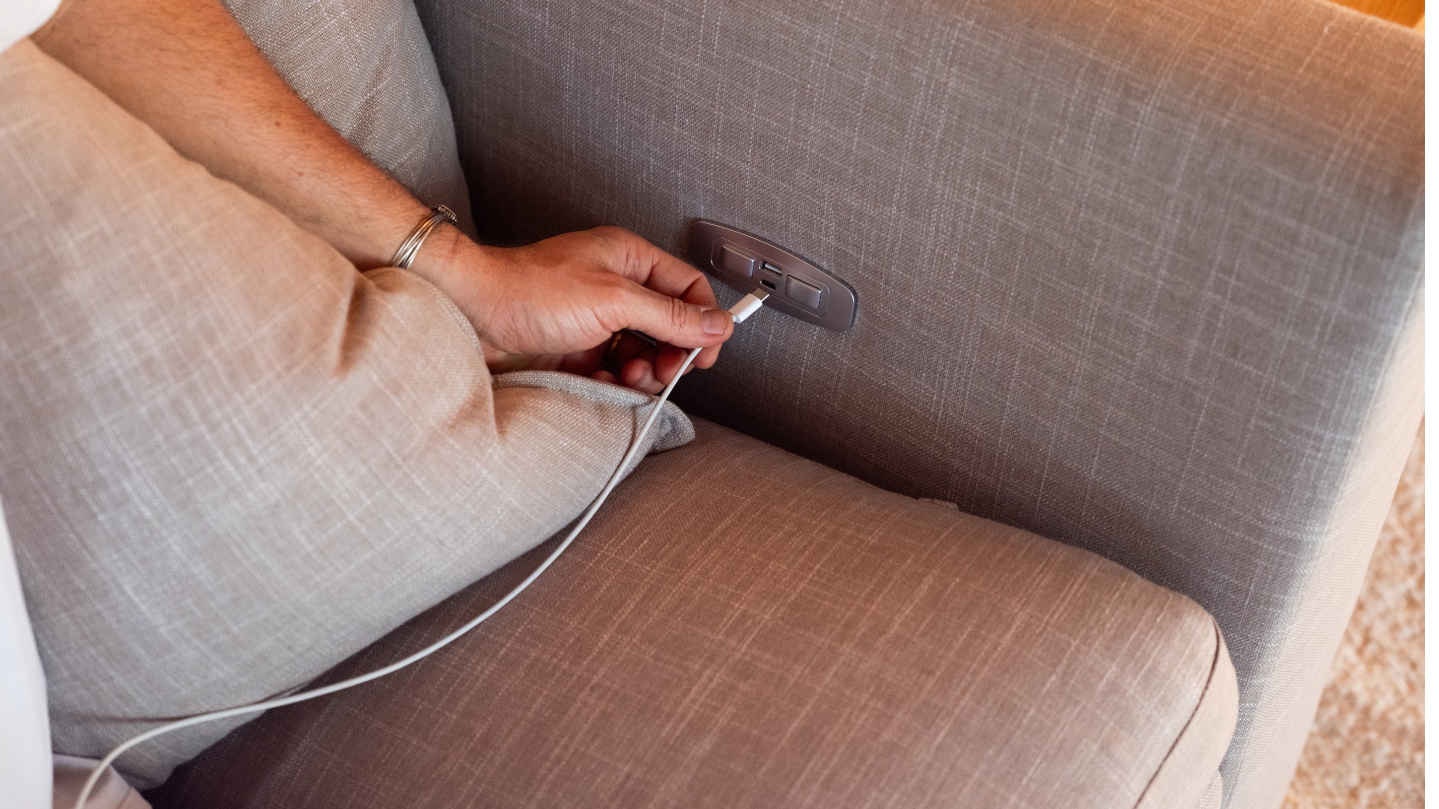 Lift Off Power Recliner Armless Chair, Light Pebble