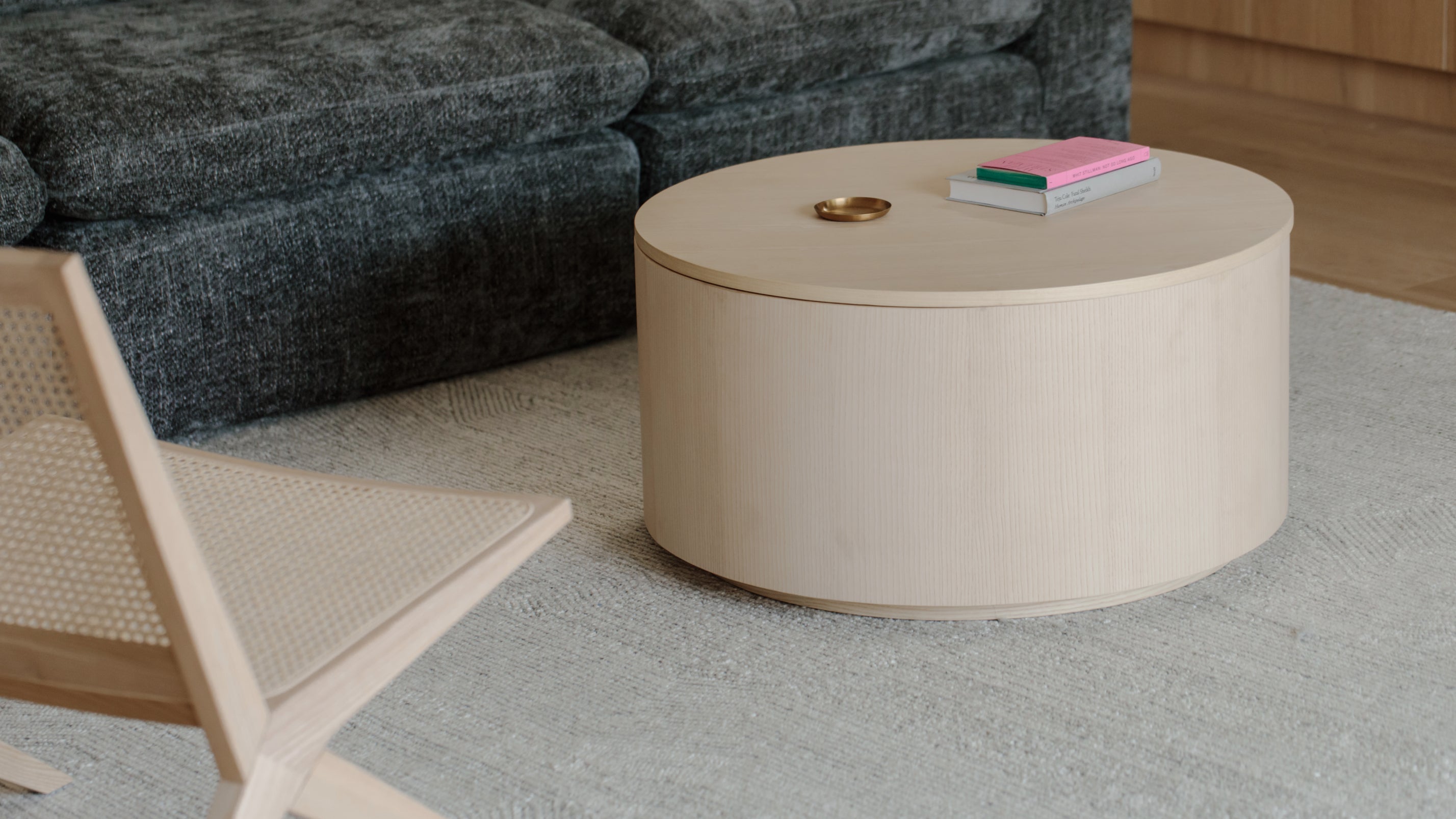 Orbit Storage Coffee Table, White Ash