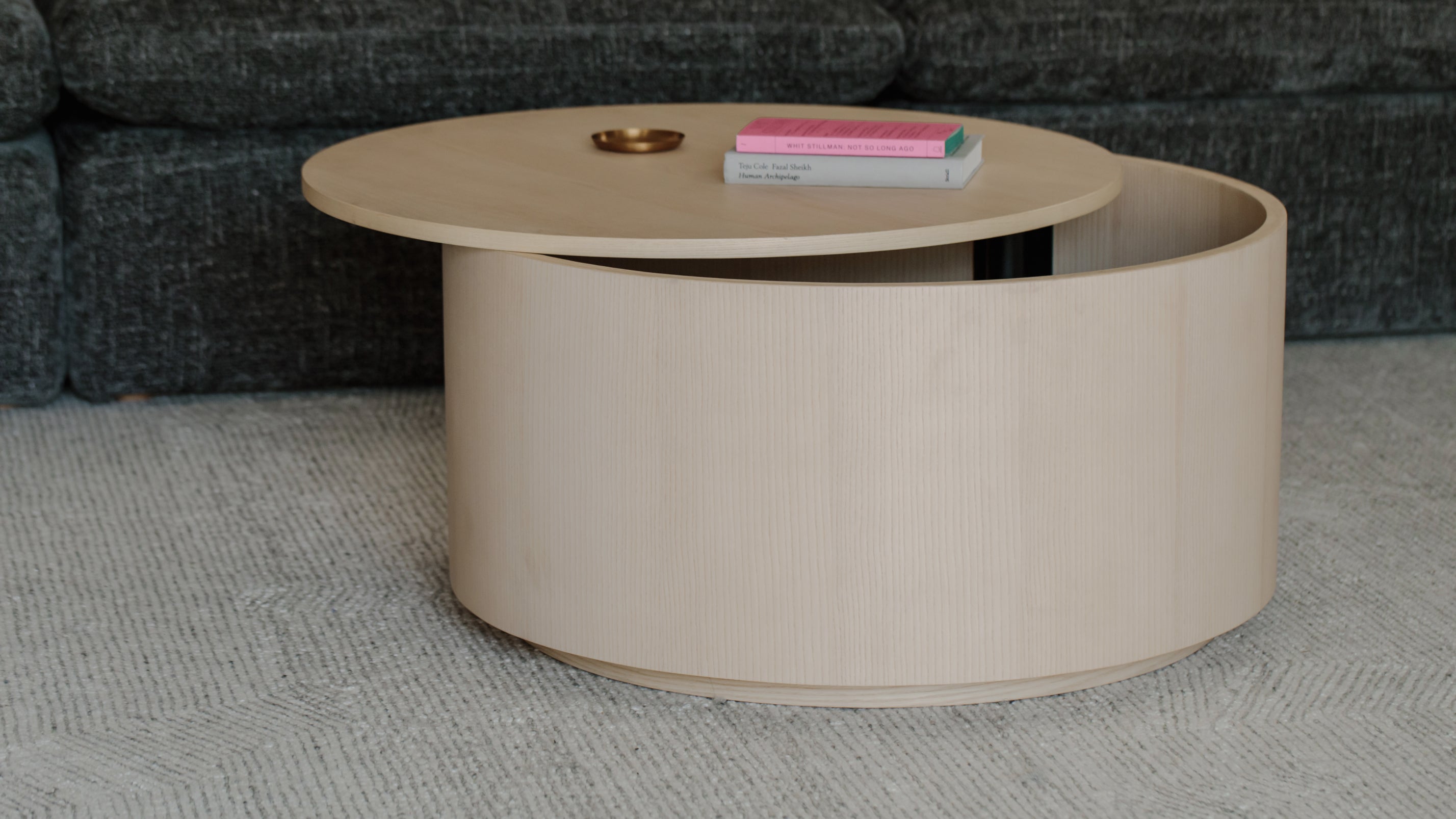 Orbit Storage Coffee Table, White Ash