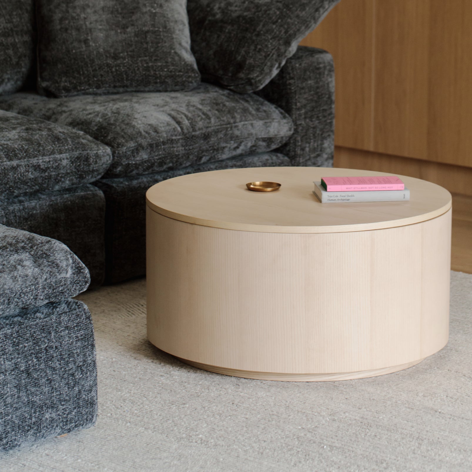 Orbit Storage Coffee Table, White Ash