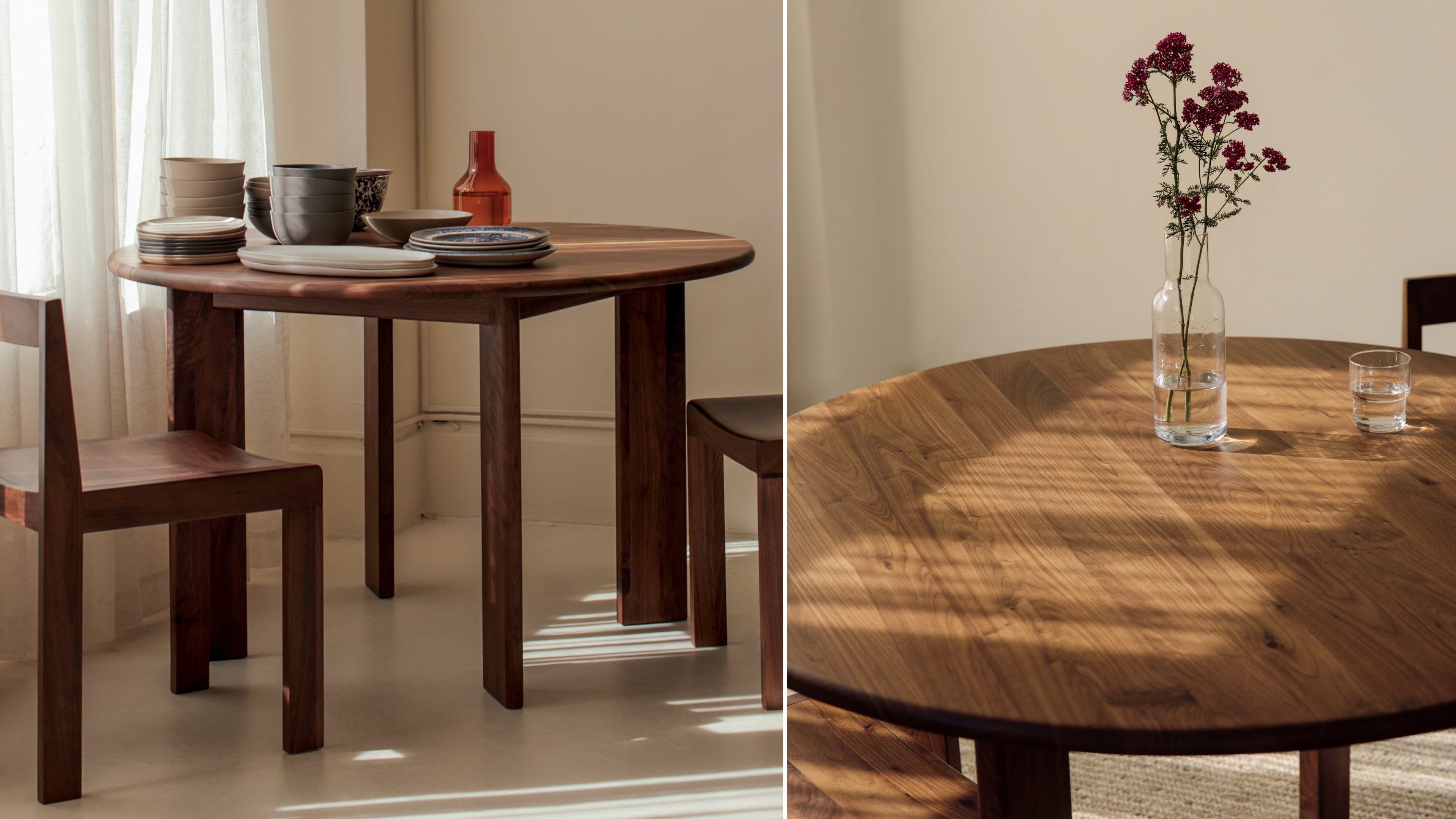 Frame Round Dining Table, Seats 6-7 People, American Walnut