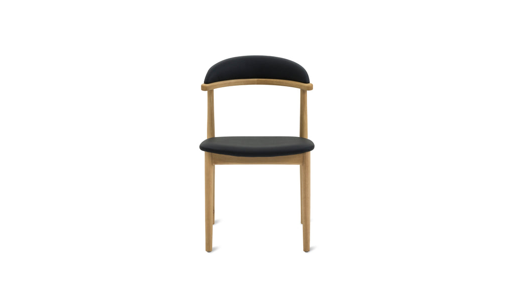 Count On Me Armless Dining Chair (Set of Two), Oak, Black Seat