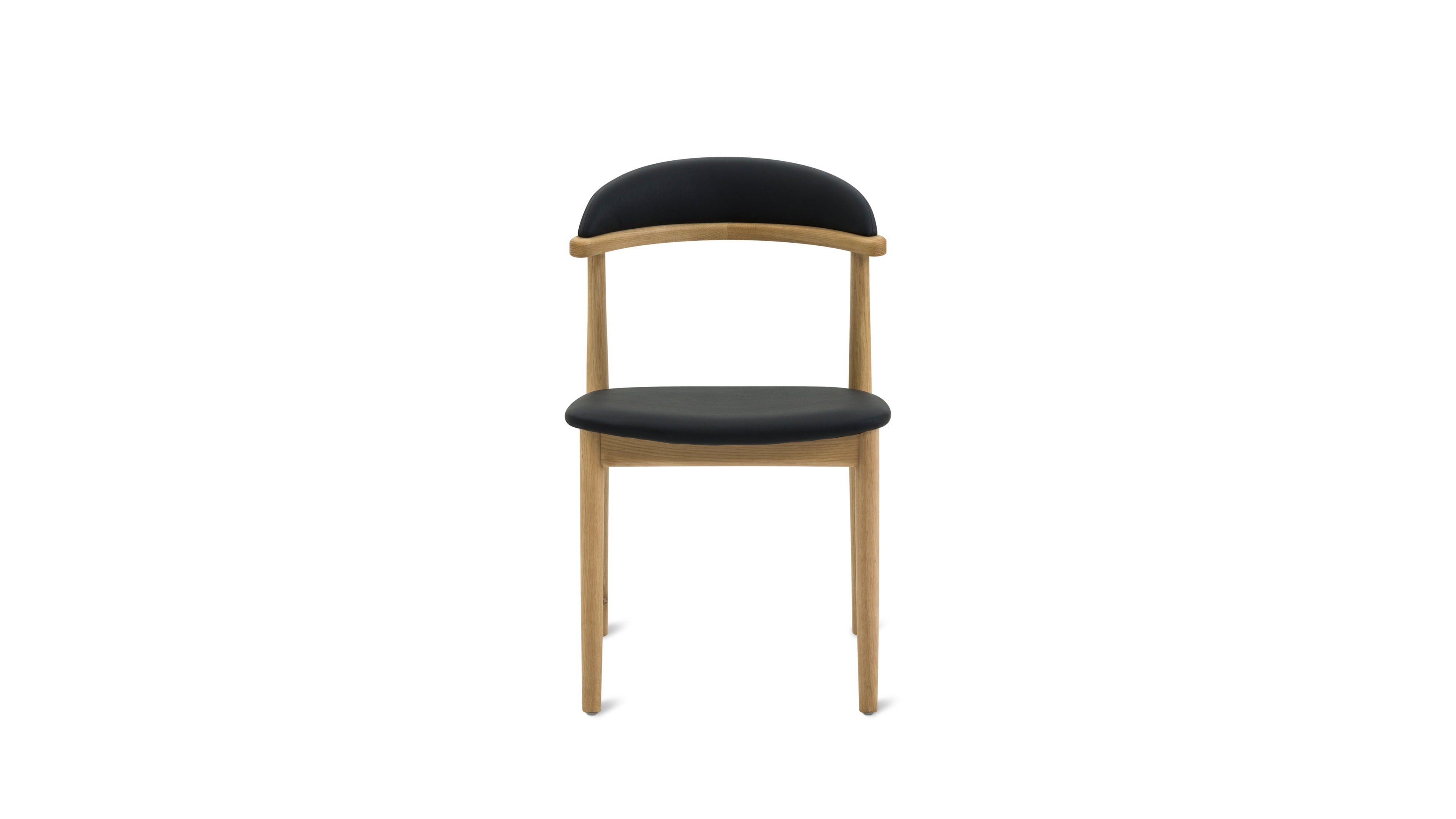 Count On Me Armless Dining Chair (Set of Two), Oak, Black Seat