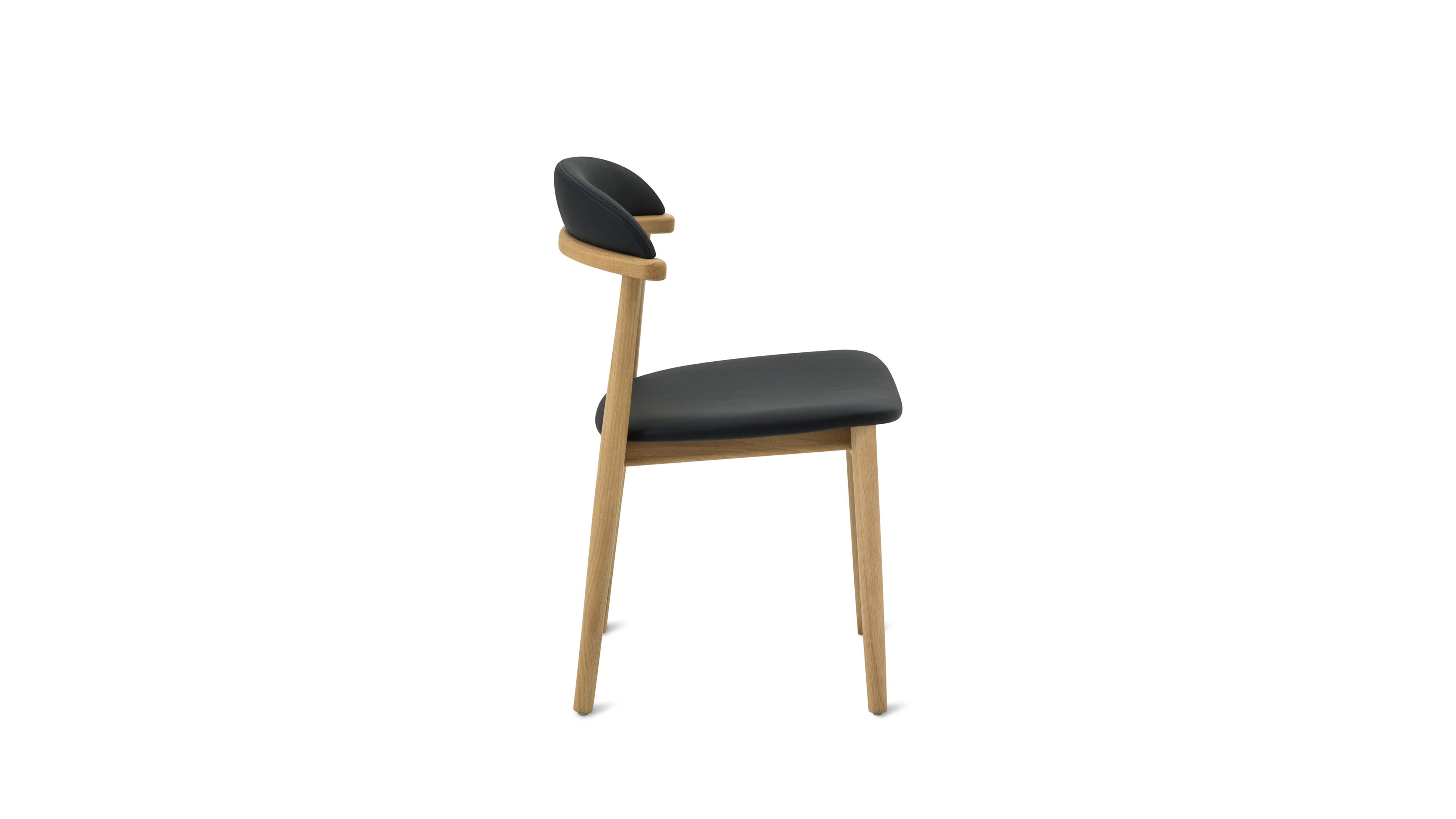 Count On Me Armless Dining Chair (Set of Two), Oak, Black Seat