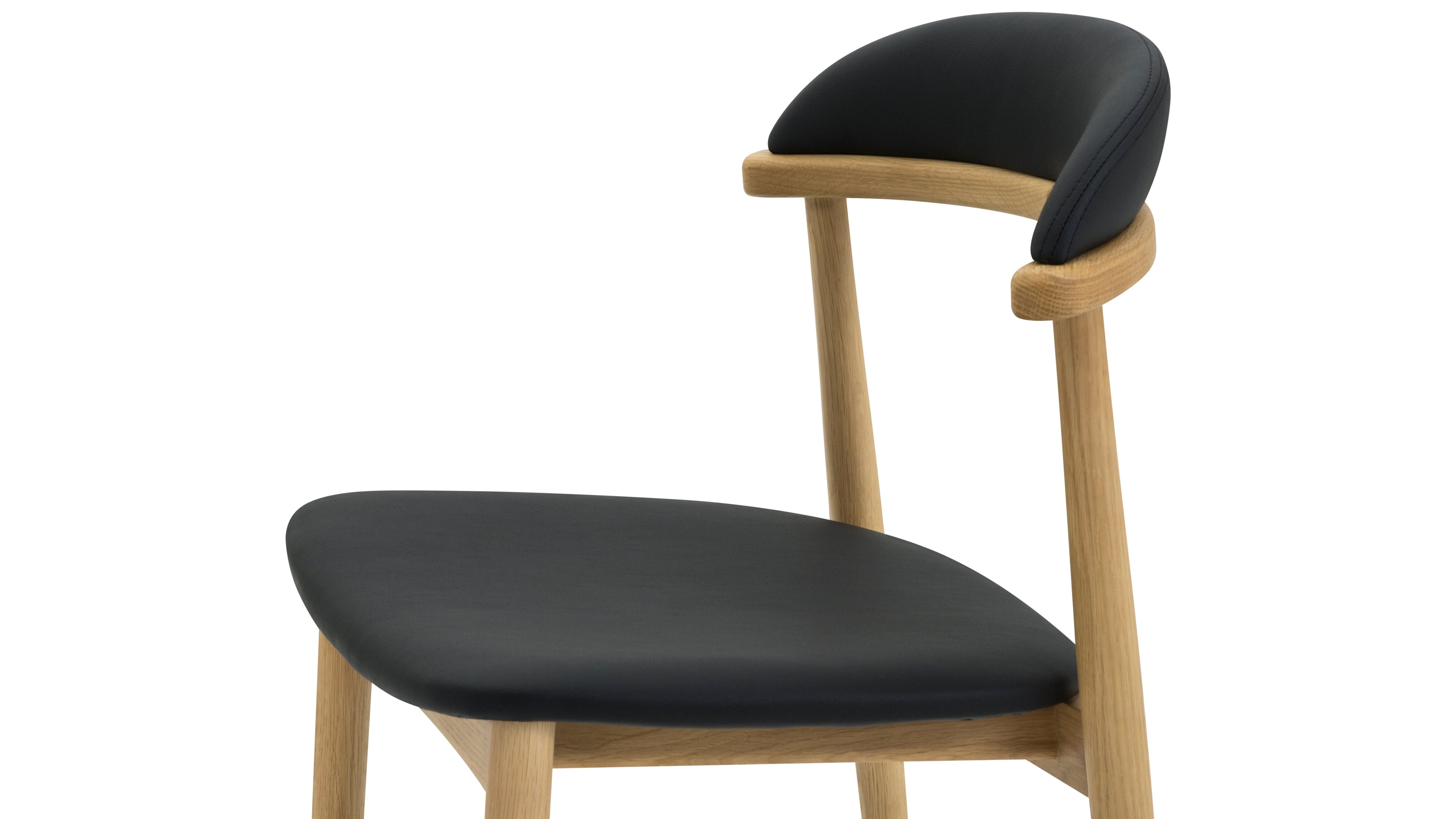 Count On Me Armless Dining Chair (Set of Two), Oak, Black Seat