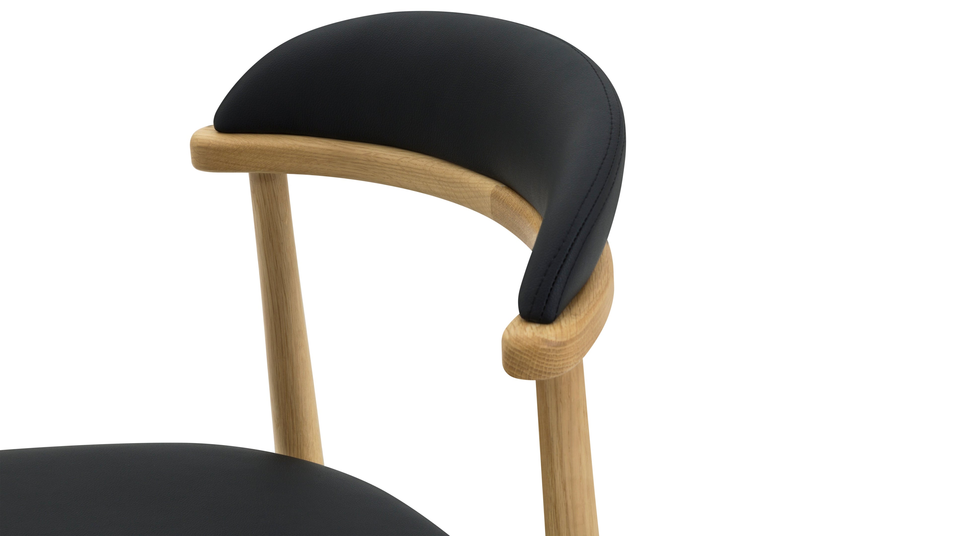 Count On Me Armless Dining Chair (Set of Two), Oak, Black Seat