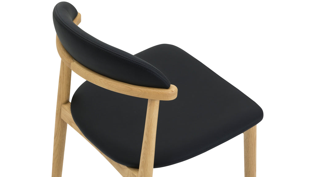 Count On Me Armless Dining Chair (Set of Two), Oak, Black Seat