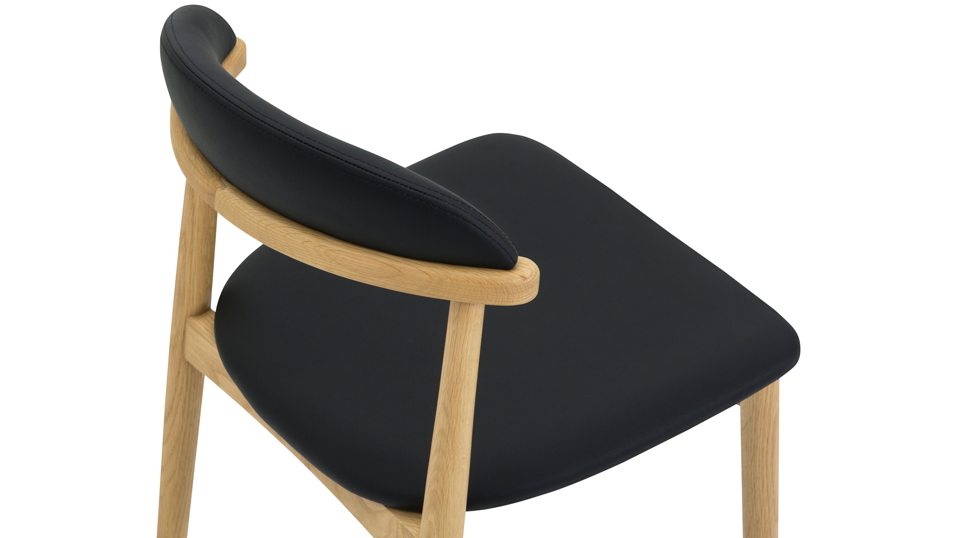 Count On Me Armless Dining Chair (Set of Two), Oak, Black Seat