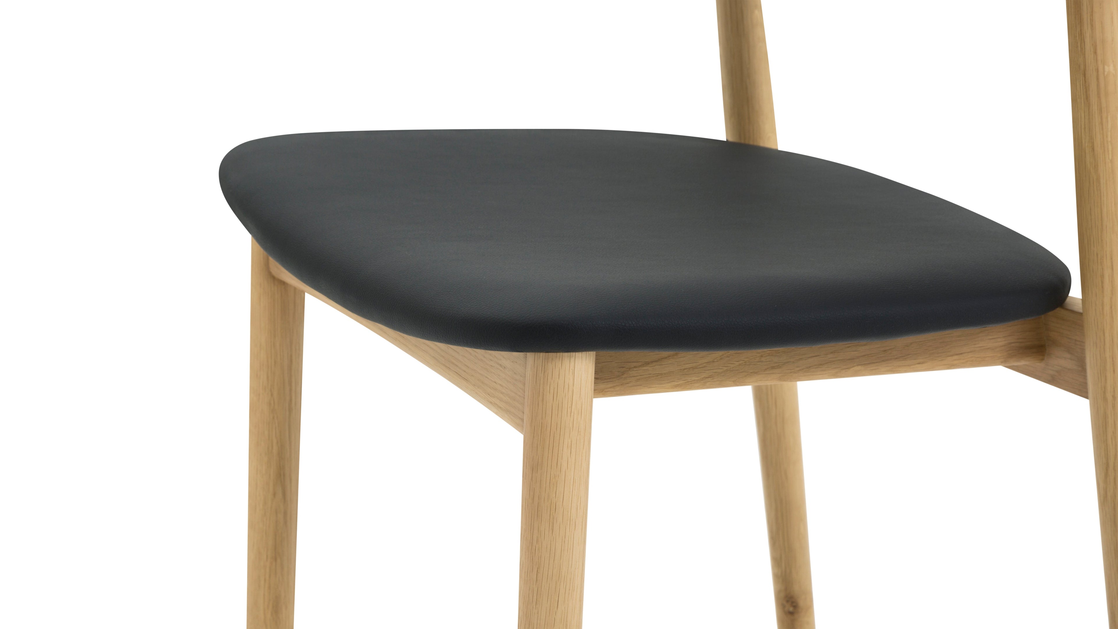 Count On Me Armless Dining Chair (Set of Two), Oak, Black Seat