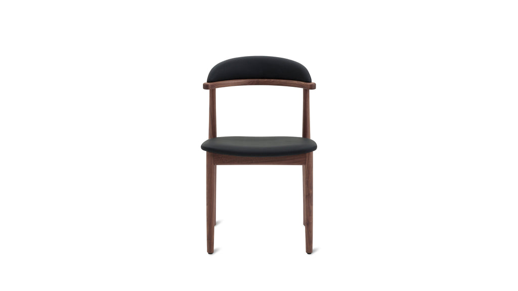 Count On Me Armless Dining Chair (Set of Two), Walnut, Black Seat