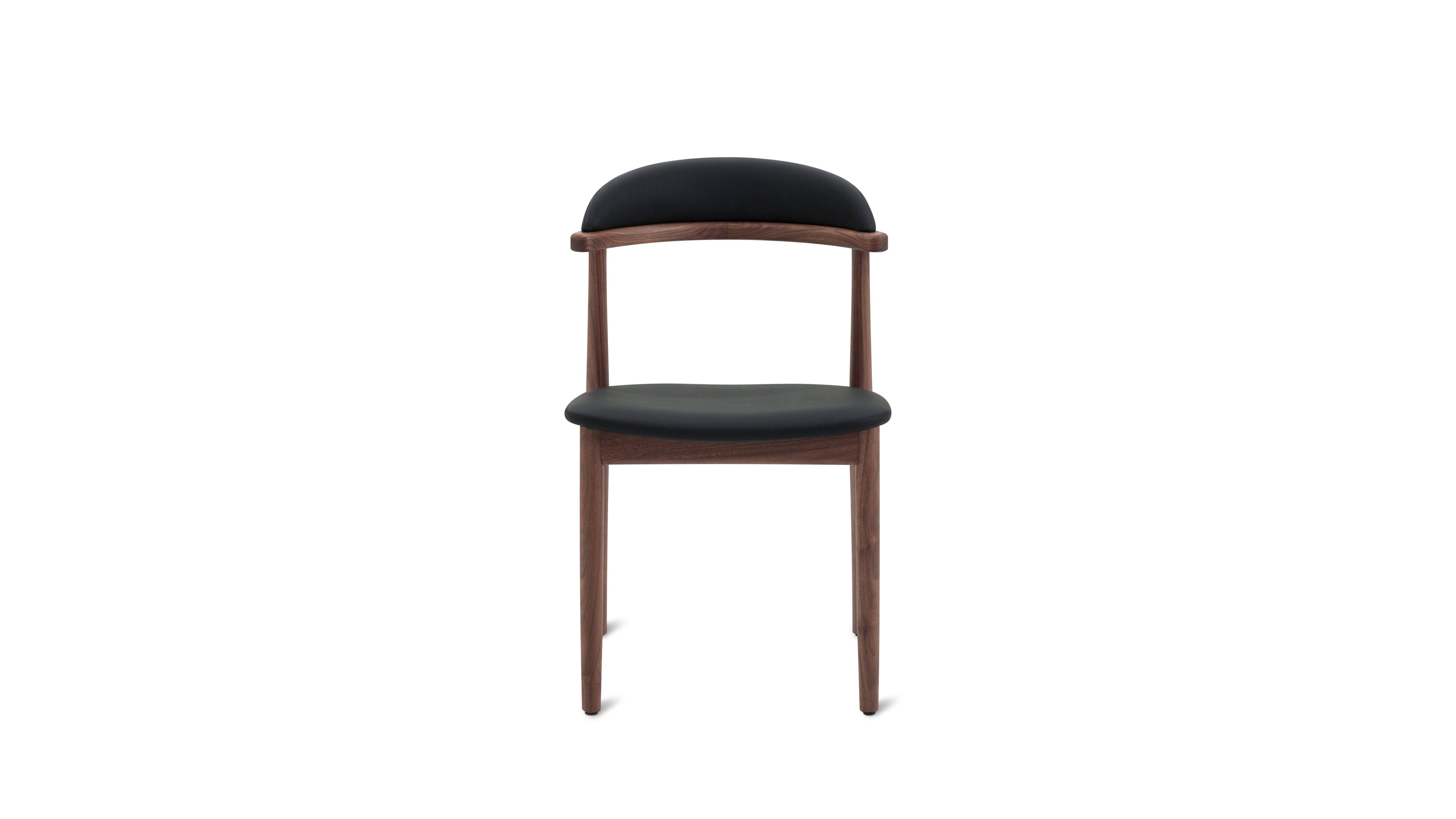 Count On Me Armless Dining Chair (Set of Two), Walnut, Black Seat
